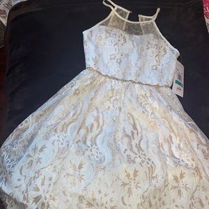 Rare edition girls lace gold & cream dress